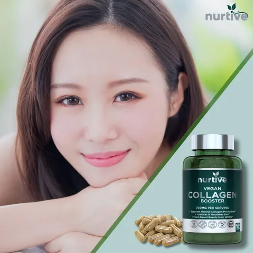 Vista 9 de Potenciador de colágeno a base de plantas, soporte vegano con vitamina C, aminoácidos y ácidos hialurónicos, 700 mg/porción, sin OMG, sin gluten