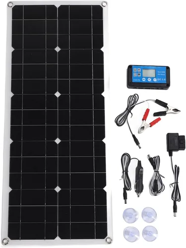Vista 7 de Asixxsix Solar Panel Kit, 100W OBD Plug Solar Charge Controller Foldable Panel Energy Storage Flexible, Monocrystalline Kit for Outdoor RV Boat