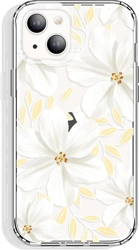 Vista 21 de GYZYA Funda transparente para iPhone 14 y iPhone 13 de 6.1 pulgadas con diseño de patrón, funda protectora delgada de TPU + parachoques a prueba