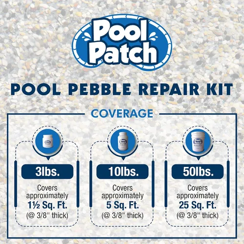 Vista 3 de Pool Patch Kit de reparación de guijarros para piscina, 3 libras, color azul caribeño regular