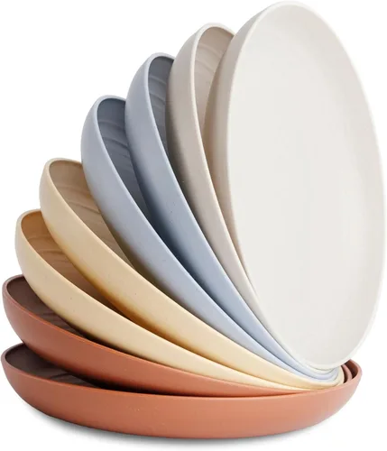 Vista 10 de Nook Theory Juego de 8 platos reutilizables de paja de trigo - Platos de cena no tóxicos y sin plástico para niños y adultos, plato ligero
