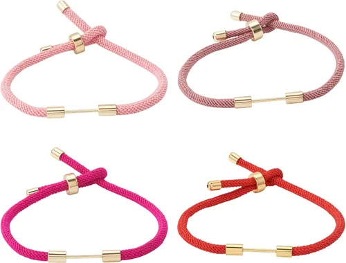 Vista 34 de 10 piezas de pulseras de cordón trenzado de nylon para hacer pulseras deslizantes ajustables con accesorios de latón dorado para accesorios de Negro
