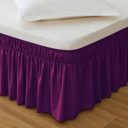Vista 13 de MEILA - Faldón de cama envolvente con tres lados de tela y elástico, con volantes de 14 pulgadas, caída a medida, fácil de instalar, resistente a
