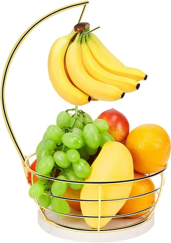 Vista 12 de Livabber - Frutero de encimera con colgador de plátanos, cuenco moderno de almacenamiento de frutas y verduras, con soporte de árbol de plátano