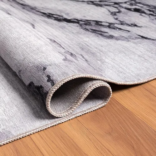 Vista 6 de Abani Parker Collection - Alfombra de área, diseño de mármol marfil/negro, 4 x 6 pies, fácil de limpiar, duradera para niños y mascotas,