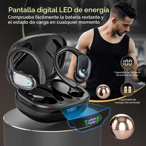 Vista 7 de Auriculares inalámbricos Bluetooth de reproducción de 80 horas, pantalla de alimentación con micrófono con cancelación de ruido, auriculares