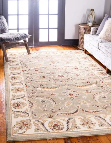 Vista 15 de Unique Loom - Colección Voyage - Alfombra redonda tradicional oriental, marrón, Polipropileno, Marrón/Azul Claro