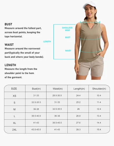 Vista 7 de SANTINY Women's Sleeveless Golf Shirt V-Neck Tennis Tank Tops Collared Golf Polo Shirts for Women