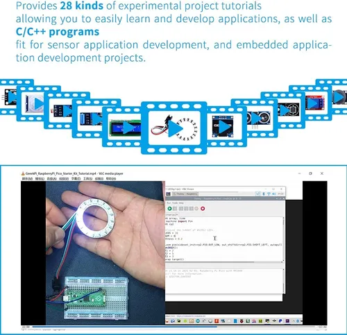 Vista 3 de Kit de Programación Micro Python de GeeekPi para Raspberry Pi Pico, Panecillos, Módulo de Pantalla LCD 1602 I2C para Principiantes y Ingenieros