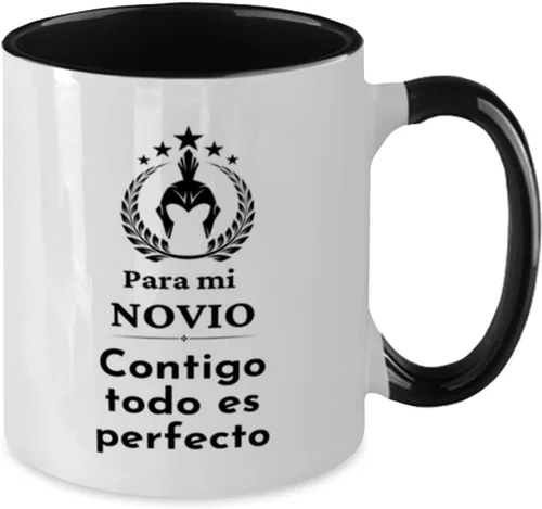 Vista 2 de Para mi novio, Amor todo es perfecto, regalo para hombre o mujer, taza para hombres o mujeres - Taza de tono negro