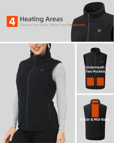 Vista 4 de HEWINZE Chaleco calefactor de forro polar para hombremujer con paquete