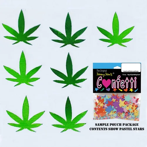 Vista 3 de Hoja de marihuana de confeti 3/4" verde - paquete al por menor #9000 QS0