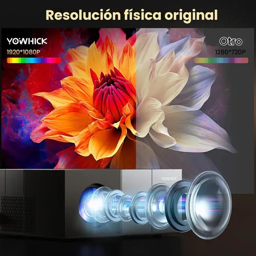 Vista 3 de Proyector para exteriores con WiFi y Bluetooth, 1500 ANSI/Compatible con Netflix Dolby Audio Smart Projector, proyector de película 4K para cine