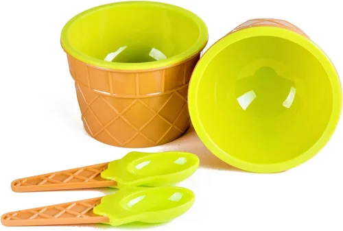 Vista 5 de Green Direct Copas de yogur congelado de helado de Sundae de plástico con cucharas - Cuencos de postre para helado (240)