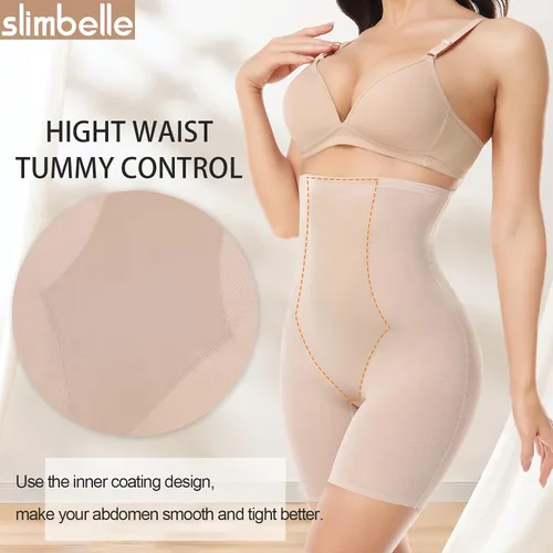 Vista 2 de SLIMBELLE Pantalones cortos moldeadores para mujer, control de abdomen, sin costuras, moldeadores de cuerpo cortos de cintura alta para adelgazar