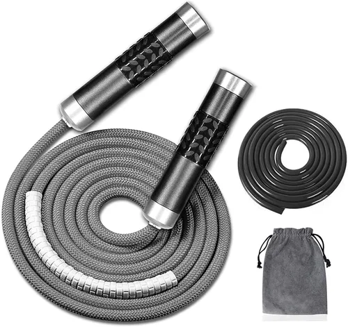 Vista 8 de Redify Cuerda de saltar con peso para entrenamiento físico (1 libra), rodamiento de bolas sin enredos, cuerda de saltar de velocidad rápida