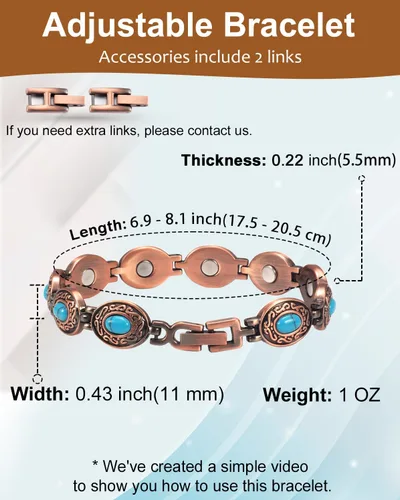 Vista 4 de MagVIVACE Pulsera de cobre para mujer, joyería magnética con imán