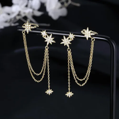 Vista 3 de SLUYNZ - Aretes de plata de ley 925 con diseño de estrella, para mujeres, adolescentes, niñas, aretes de estrella