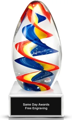 Vista 31 de Premio de Vidrio Artístico Soplado a Mano – Premio Elegante con Grabado Personalizado para Corporativo, Deportes, Jubilación, Reconocimiento