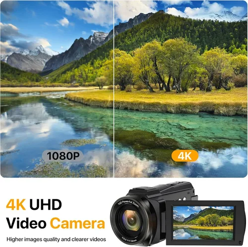 Vista 2 de Videocámara 4K 48MP 60FPS Cámara de video Ultra HD con Wifi Vlogging Cámara para YouTube 16X Cámara de vídeo digital con micrófono 6 ejes