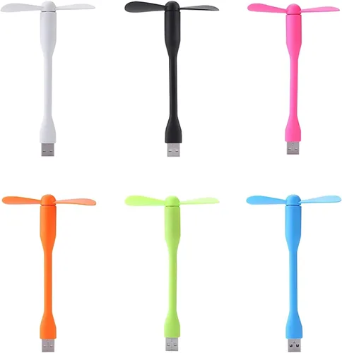 Vista 4 de Sokelinn-six Ventilador flexible USB, mini ventiladores de refrigeración portátiles alimentados por USB para banco de energía, portátil, PC, Negro