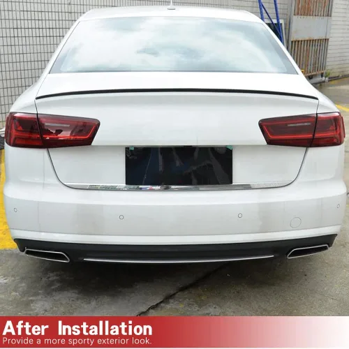 Vista 2 de Alerón de maletero de fibra de carbono real compatible con Audi A6 S6 (C7) Sedan 2012-2018 (estilo B)