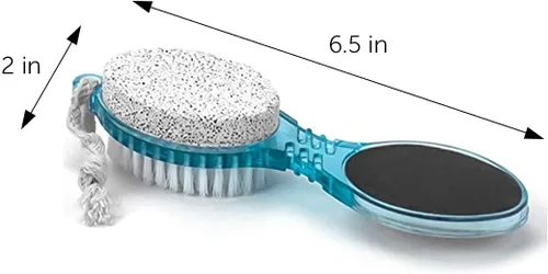 Vista 5 de DecorRack (4 en 1) Kit de paleta de pedicura con piedra pómez para pies, cepillo de limpieza de uñas, lima de metal y tablero de esmeril, juego