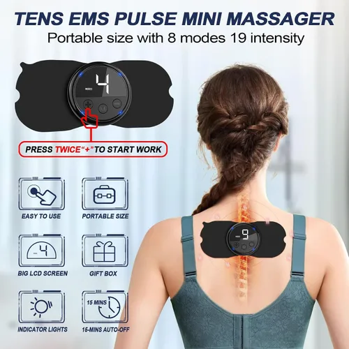 Vista 2 de Unidad TENS Inalámbrica Inteligente Estimulador Muscular Dispositivo TENS y EMS, Máquina Masajeadora Corporal Mini de Tejido Profundo con Pulso