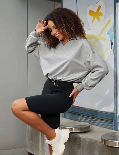 Vista 6 de Yeokou Sudadera corta para mujer, con media cremallera, manga larga, para entrenamiento
