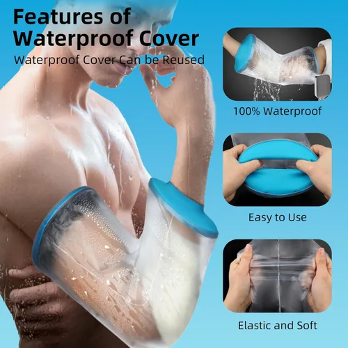 Vista 3 de Funda de ducha de línea PICC, impermeable, para codo de brazo, adulto, reutilizable, protector de manga de línea PICC para ducha para adultos