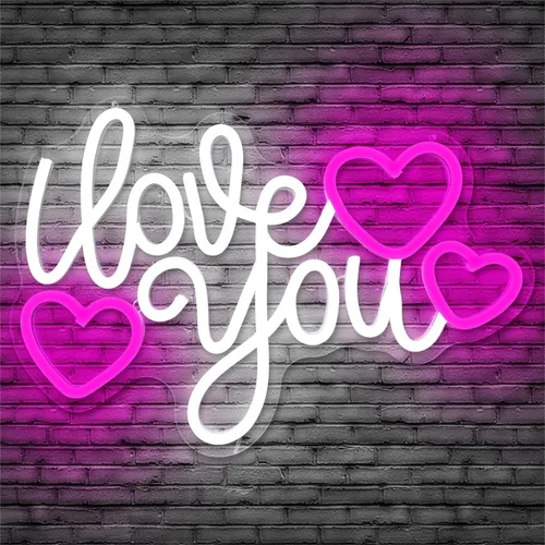 Vista 9 de Letrero de neón para el día de San Valentín, luz LED de neón regulable con texto en inglés «Hello Love» para decoración de pared, letrero de neón