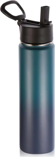 Vista 25 de Volhoply Botella de agua aislada de 24 onzas con tapa con popote, botellas deportivas de boca ancha de acero inoxidable con asa, tazas de vacío