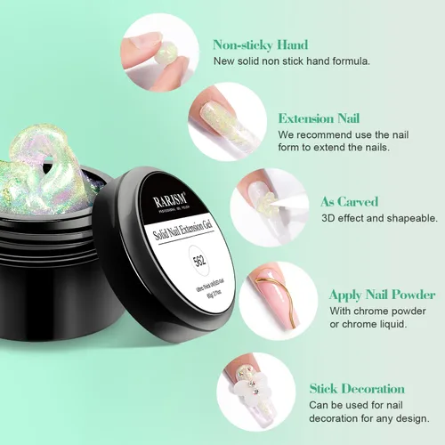 Vista 3 de RARJSM Aurora - Gel de construcción sólido antiadherente para esculpir 3D, gel de extensión de uñas para esculpir galaxia, nube estrellada