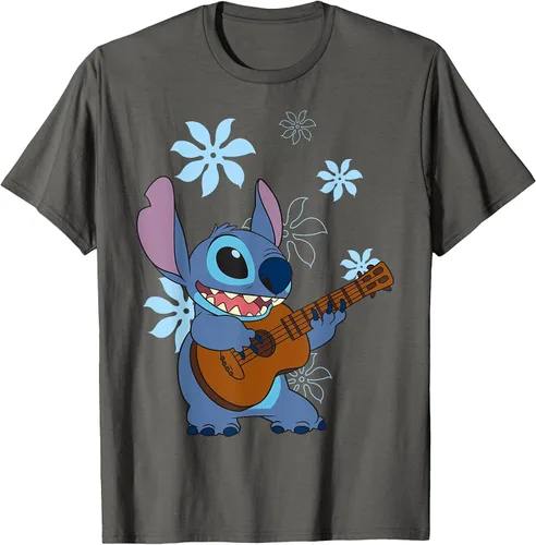 Vista 8 de Camiseta de danza floral Lilo & Stitch con ukelele para niñas Gris asfalto
