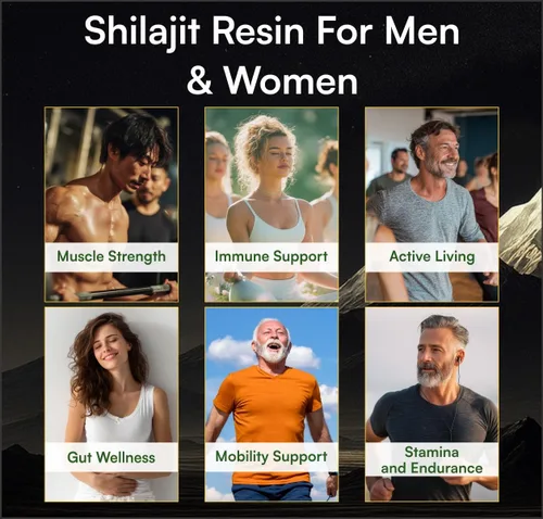 Vista 5 de Resina Shilajit pura del Himalaya (500 mg) purificada con Triphala ayuda a apoyar la energía, la inmunidad y el enfoque tanto para hombres como