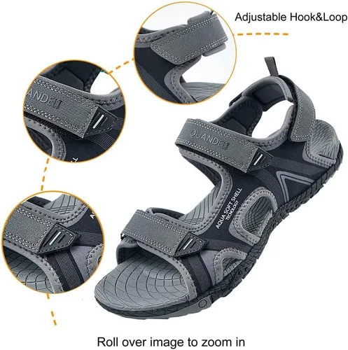 Vista 3 de QUANDELI Sandalias deportivas para hombre, sandalias de agua con punta abierta con soporte de arco, impermeables, ligeras, informales, atléticas