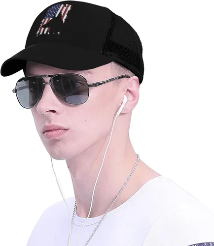 Vista 4 de Gorra de béisbol unisex de verano con bandera estadounidense de pastor alemán, gorra de malla de verano