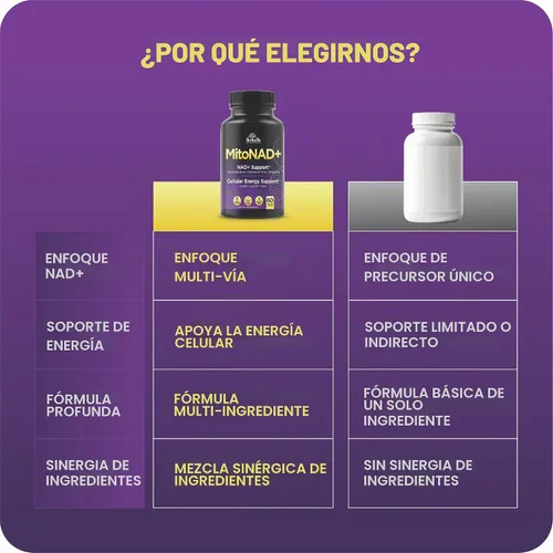 Vista 4 de HerbaMe Suplemento de apoyo NAD+, fórmula de energía celular de múltiples