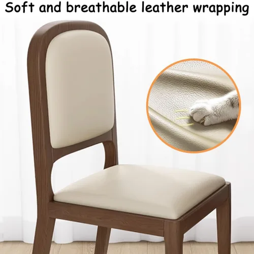 Vista 5 de YVYKFZD Sillas de comedor de madera maciza, juego de sillas de cocina sin brazos, silla de comedor tapizada de cuero, silla de sala de estar