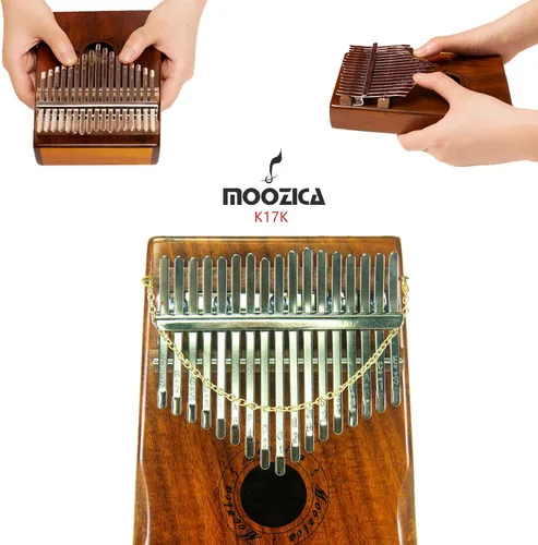 Vista 3 de Moozica Kalimba de 17 teclas Marimba, piano de pulgar profesional de madera de koa sólida Instrumento musical (Koa-K17K)