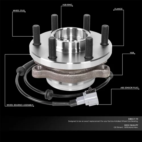 Vista 2 de DNA MOTORING OEM-WHA-0012 Conjunto de cubo de rodamiento de rueda delantera con sensor de velocidad compatible con Frontier 2005-2019 / Pathfinder