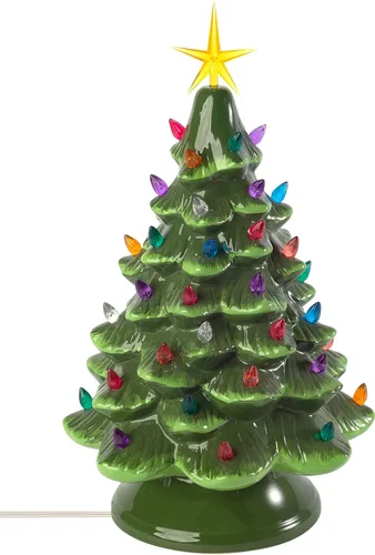 Vista 5 de Creative Hobbies Kit de cableado grande de cerámica para árbol de Navidad con bombilla LED de 3.5 W, enchufe de base estándar (Edison), perfecto