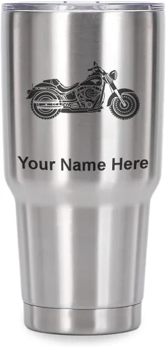 Vista 41 de LaserGram Vaso personalizado de 20 onzas, motocicleta (negro) Regalo grabado para motociclistas, acero inoxidable aislado al vacío, grabado