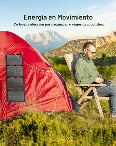 Vista 4 de ELECAENTA Panel solar de 40 W, USB C, salida USB A y CC de 18 V, impermeable IP68, cargador solar ETFE portátil plegable compatible con iPhone