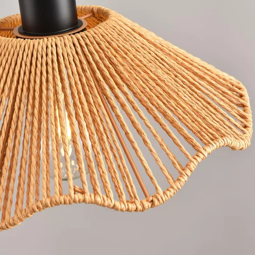 Vista 3 de 3 Pack Brown Woven Pendant Light Fixtures,11.81" Rattan Pendant Lights Farmhouse Basket Light Fixture Adjustable Boho Hanging Lamp for Kitchen