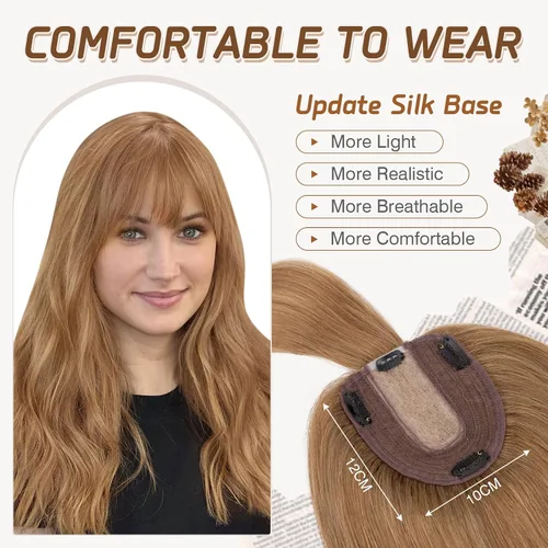 Vista 163 de Rich Choices Pelucas con topper de cabello para mujeres, cabello humano real 100% Remy, sin flequillo, para mujeres con adelgazamiento en la parte
