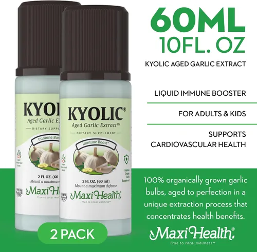 Vista 4 de Kyolic - Extracto de ajo envejecido líquido, suplementos de ajo inodoro, ajo ciólico orgánico, suplementos de ajo orgánico para la salud del corazón