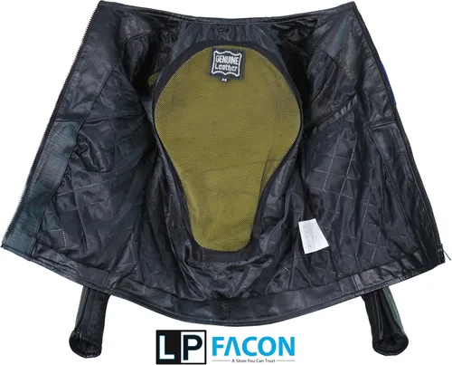Vista 3 de LP-FACON Chaqueta protectora de cuero para motocicleta para hombre, chaqueta acolchada para motociclista, chaqueta de motocicleta para hombre