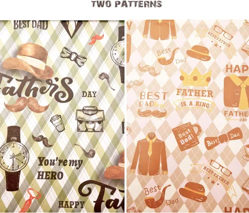 Vista 3 de Papel de regalo para el día del padre, 6 hojas de papel de regalo para hombres y papá, papel de regalo de estraza con bigote jazz sombrero traje