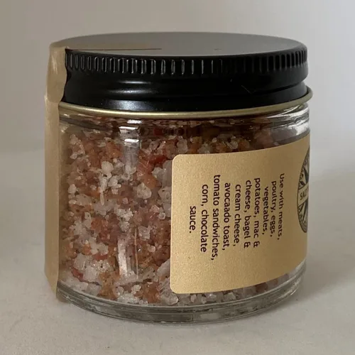 Vista 3 de Salt Traders - Sal marina de tocino ahumado real – 1.5 oz de peso neto (tarro de vidrio)
